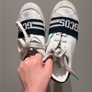 White Sneakers with Black Strap - GCDS